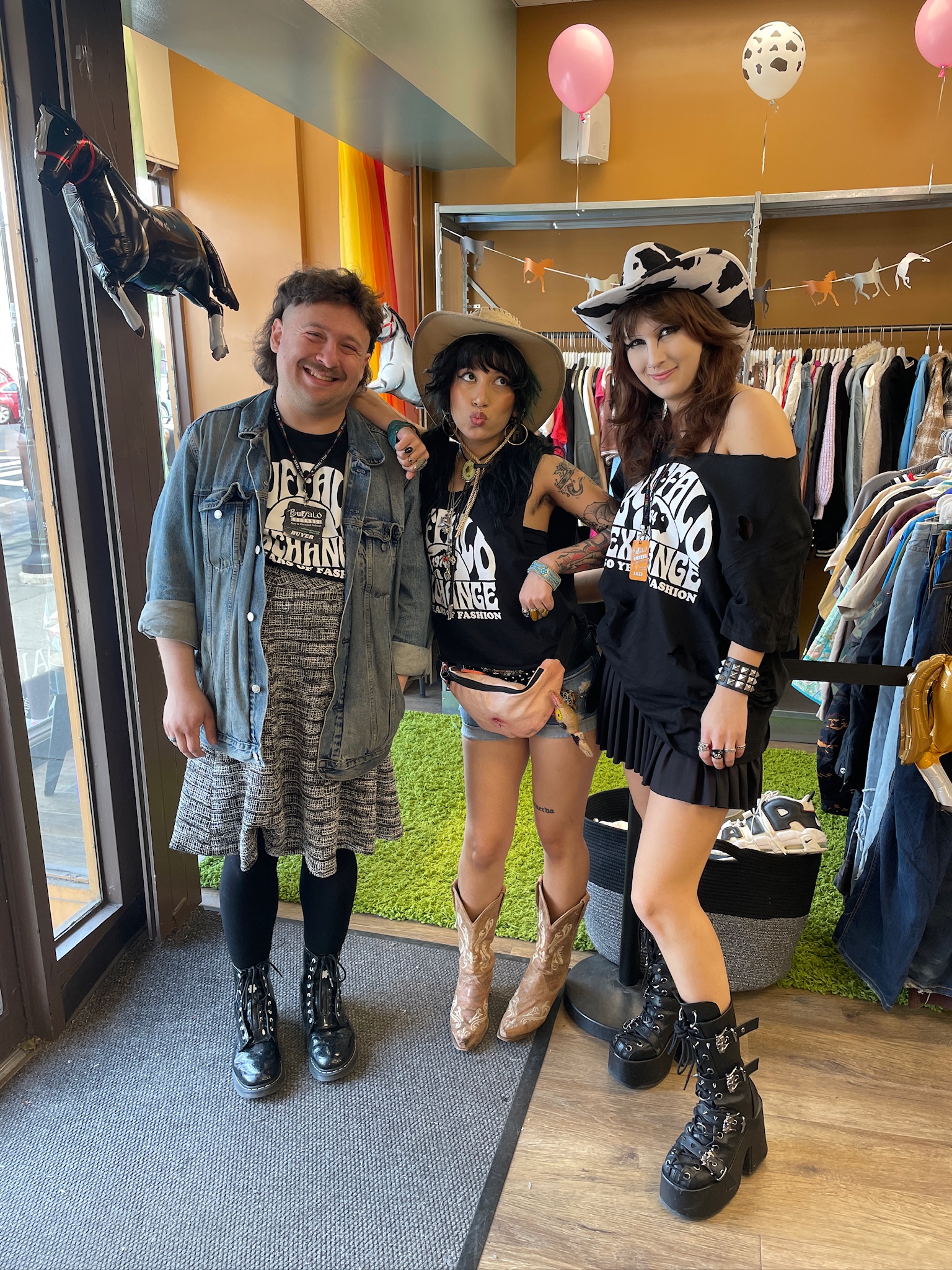 Employee showing money made from dollar sale