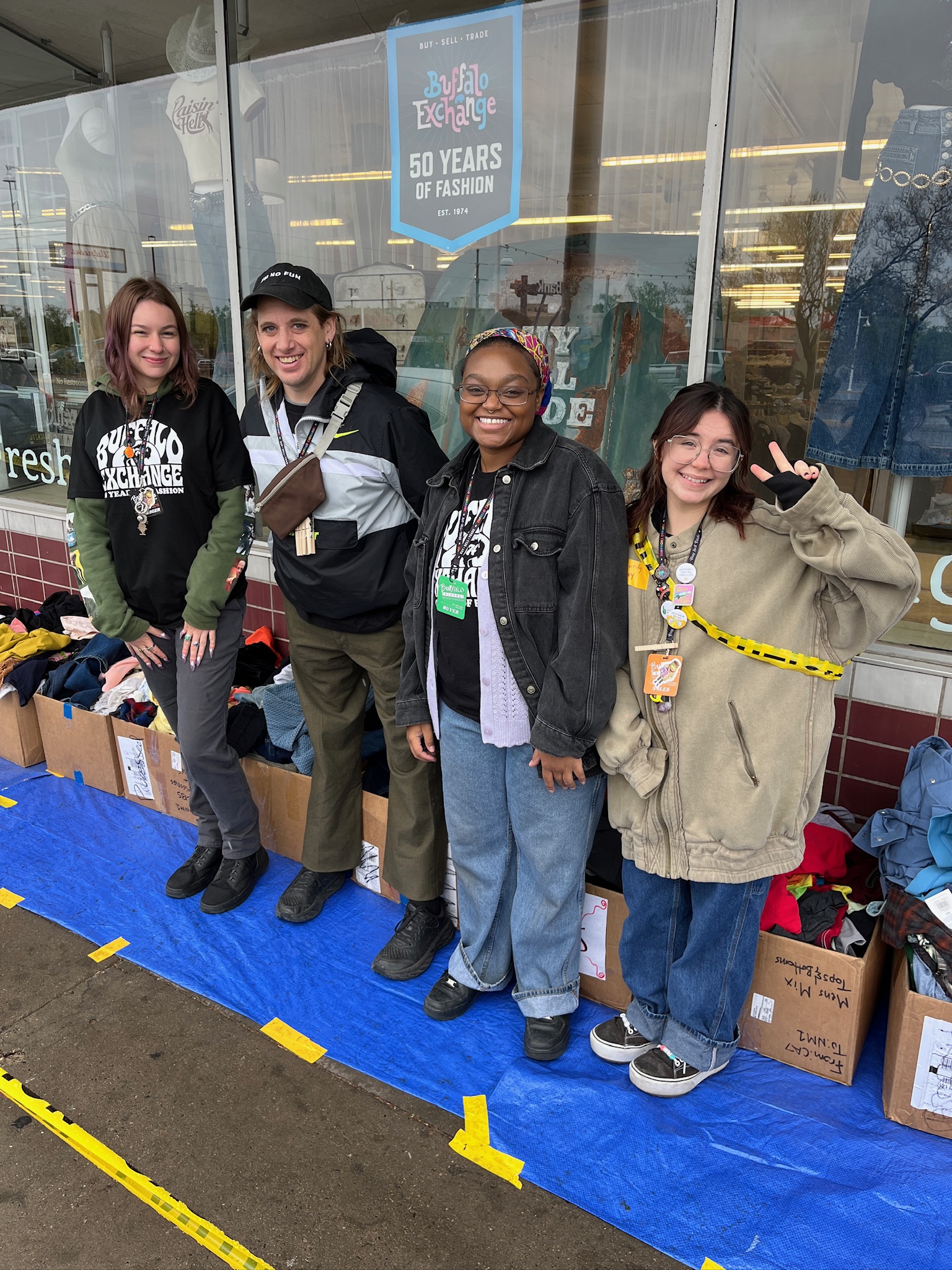 Group of employees working the dollar sale