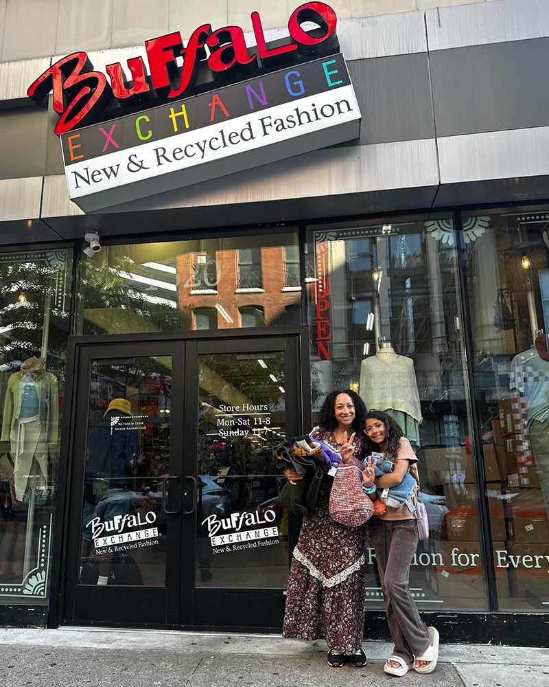 Natasha outside of a Buffalo Exchange